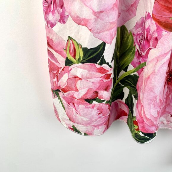 Dolce & Gabbana Pink Rose Print Cotton Slip Dress L - Picture 4 of 6